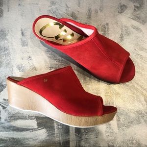 NWT - Cuple Red Suede Slide Wedge Sandal 8.5